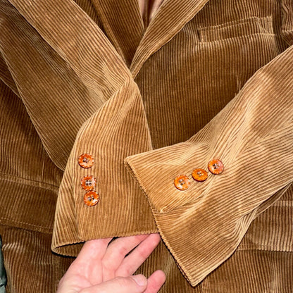 VTG Mens Suit 40 Jacket Sport Coat Rockabilly 80s 90s Corduroy Brown Short