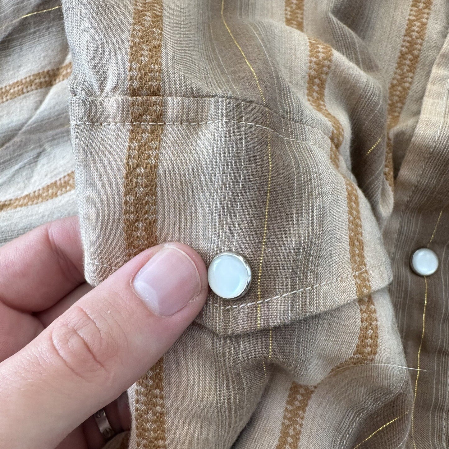 Mens ROPER Gold Collection Pearl Snap Button Front Pockets Western Shirt M Gold