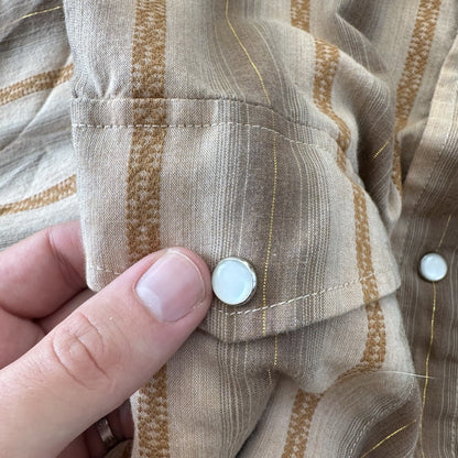 Mens ROPER Gold Collection Pearl Snap Button Front Pockets Western Shirt M Gold