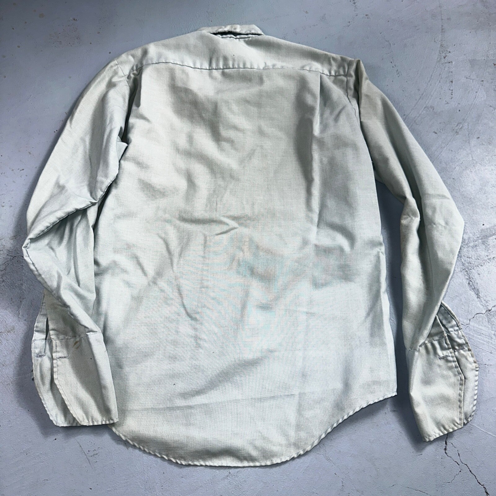 Vintage 70s DaVinci California Mod Long Sleeve Button Shirt Blue Thrashed