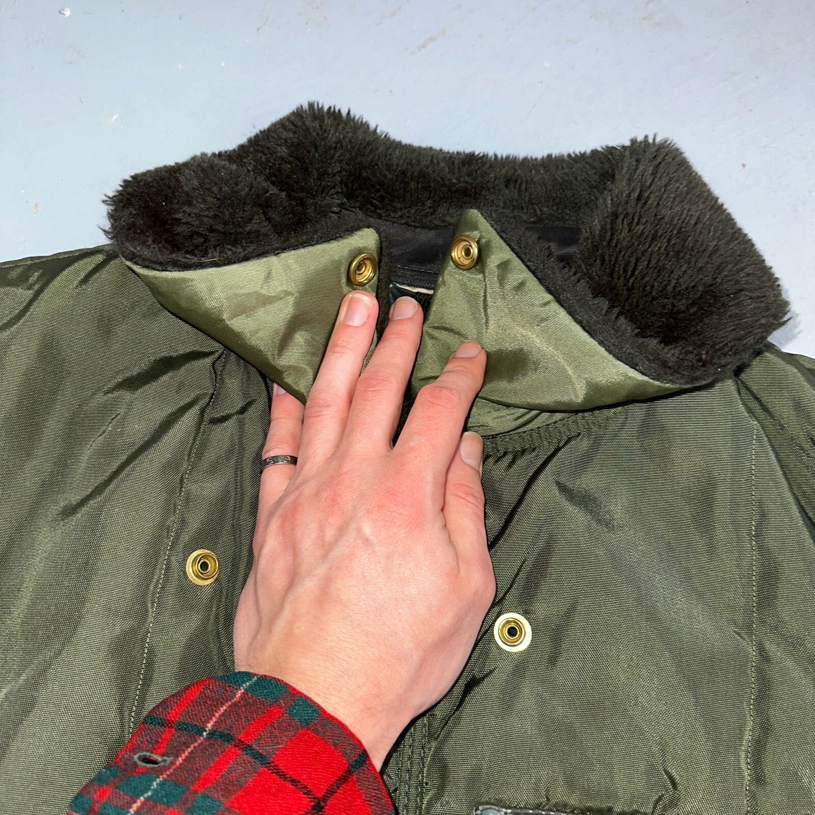 Vintage 1960s Green Parka Puffer Jacket Coat Men's L USA Refrigiwear Ski 60s