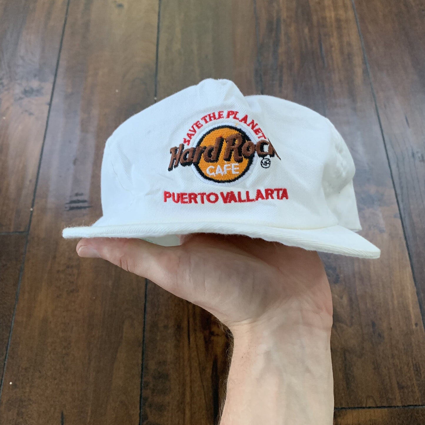 Hard Rock Cafe Vintage Hat Cap Snapback White Bike 90s Puerto Vallarta Cool