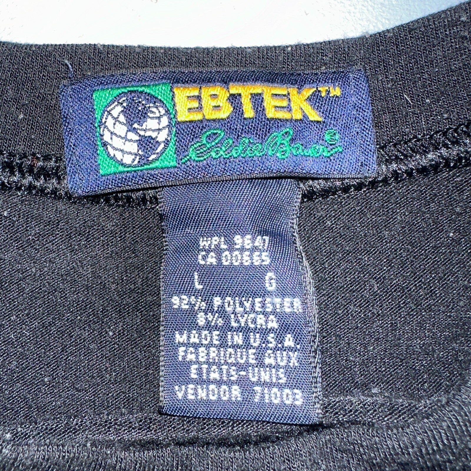 Ebtek Eddie Bauer Black VTG T Shirt USA Large 90s Long Sleeve Shirt Simple