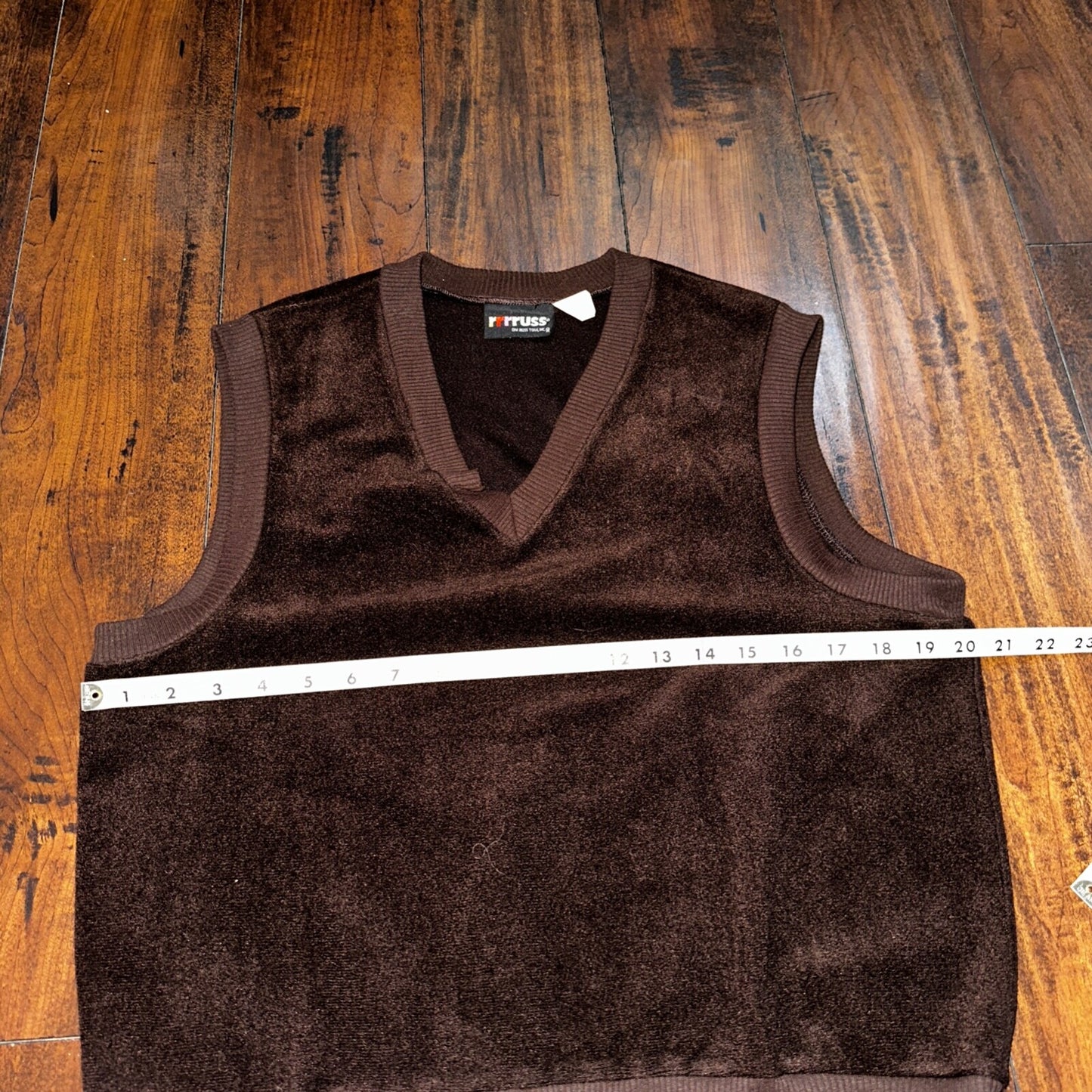 VTG Brown Cozy Vest Womens L 80s RRRUSS USA Rockabilly Cute FUZZY