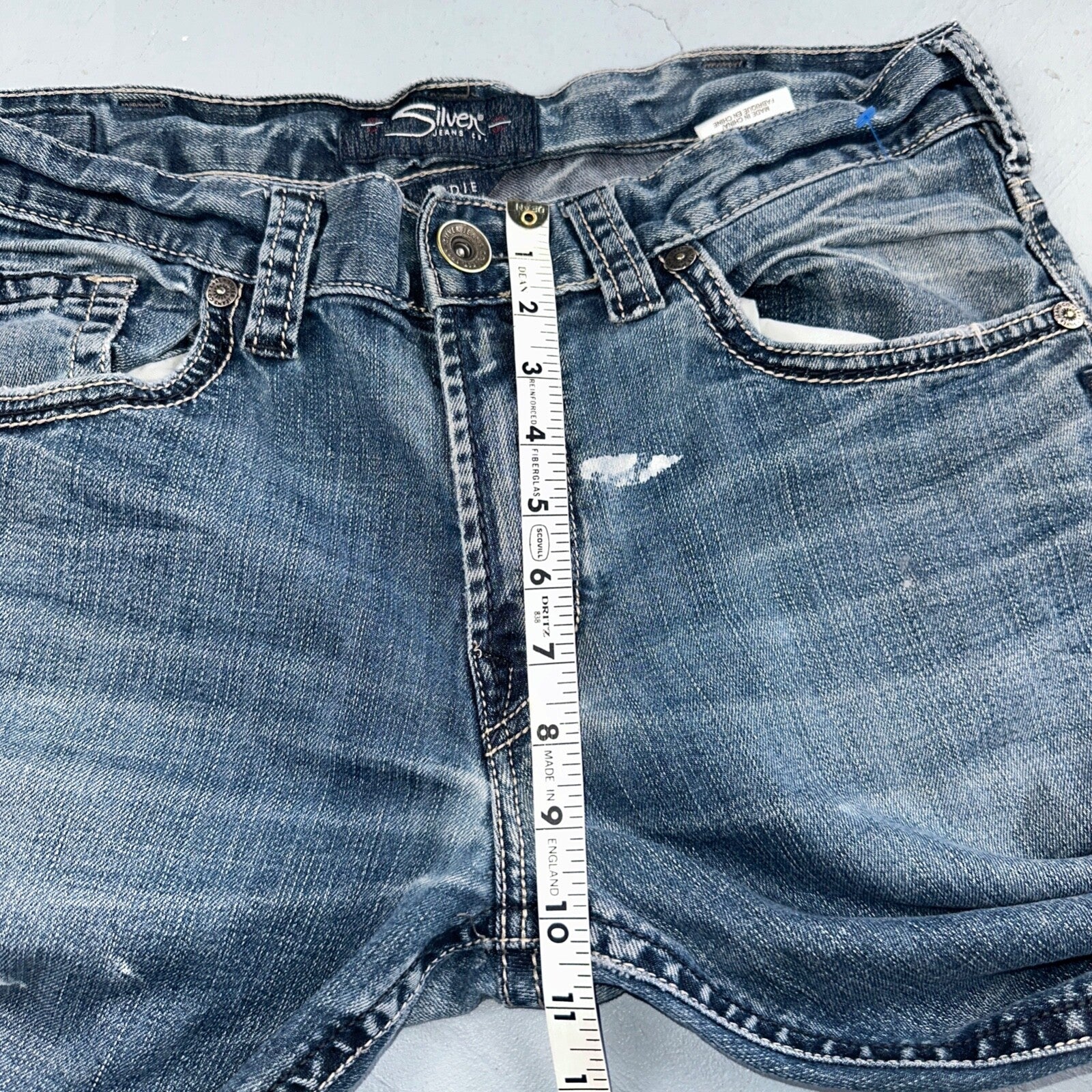 Silver Jeans Mens 34x30 Eddie Blue Denim Stretch Straight 5 Pocket Whiskering