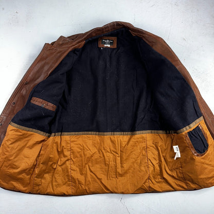 Men’s Vtg Sheepskin Coat Factory Leather Chore Coat 44 Lined 1980s Barn USA 80s