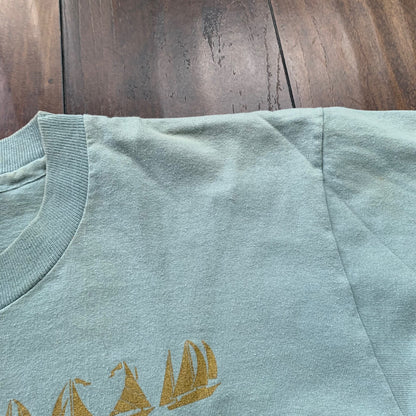 Bermuda Triangle Vintage T Shirt Creepy Nirvana Grunge Rap Green Sail Boat Cool 