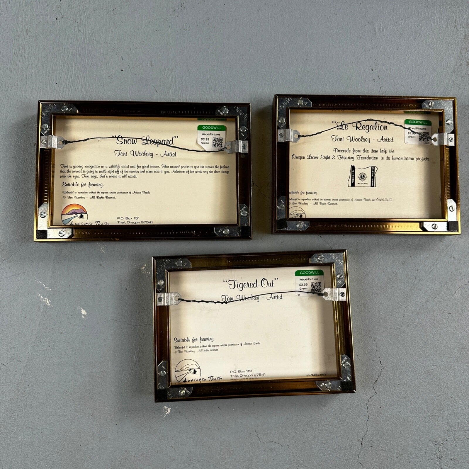 Home Interiors Tiger Framed Picture Toni Woolsey Local Oregon Artist Cats