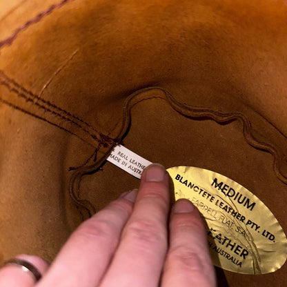 Vintage Walkabout Suede Hat Size Medium South Australia Real Leather Blanctete