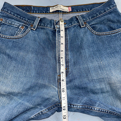 Levis 559 Relaxed Straight Fit Rugged Dark Blue VTG Y2K Denim Jeans Mens 36x32