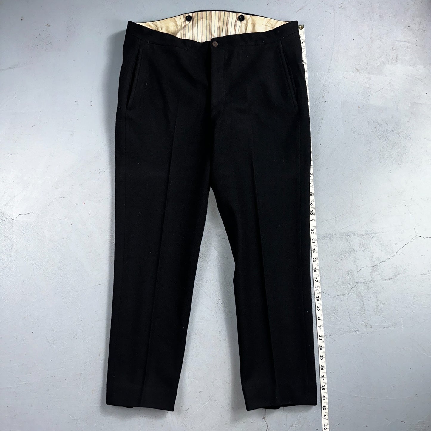 Antique 3 Pc Edwardian Morning Suit Black Wool Frock Coat Vest Pants 1890s 1900s