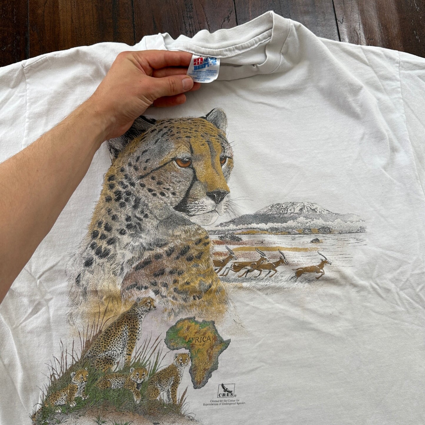 Cheetah Cat Vintage T Shirt Oregon Safari Wildlife Animals Love 80s Rap Single