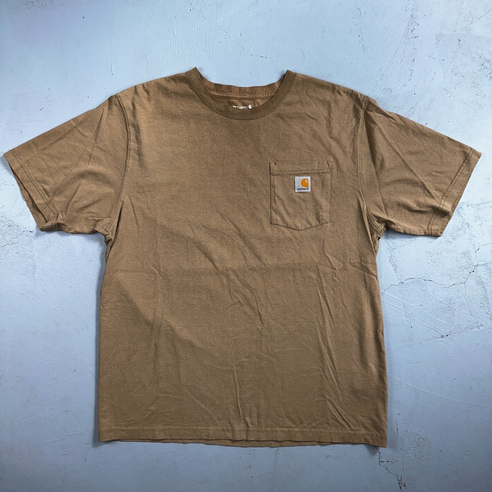 Carhartt K87 DES Men's Cotton Brown Desert T-Shirt Short Sleeve Pocket Sz L