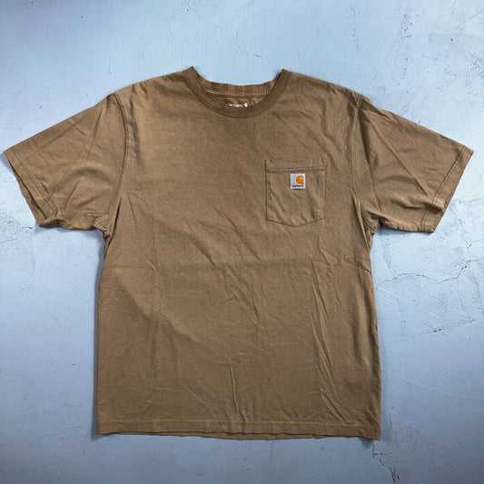 Carhartt K87 DES Men's Cotton Brown Desert T-Shirt Short Sleeve Pocket Sz L
