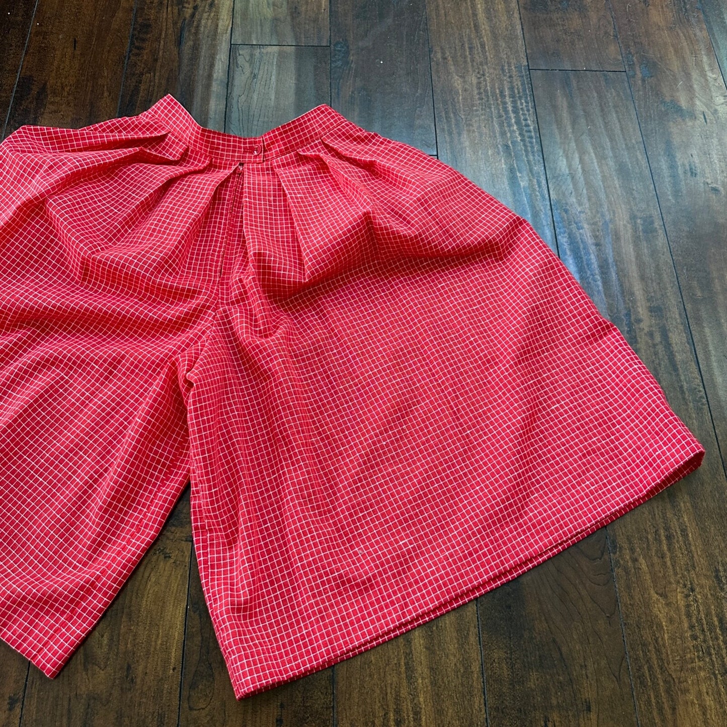 VTG College Town Red Checkered Knee To Midi Skirt Small Shorts RARE Rockabilly