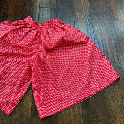 VTG College Town Red Checkered Knee To Midi Skirt Small Shorts RARE Rockabilly