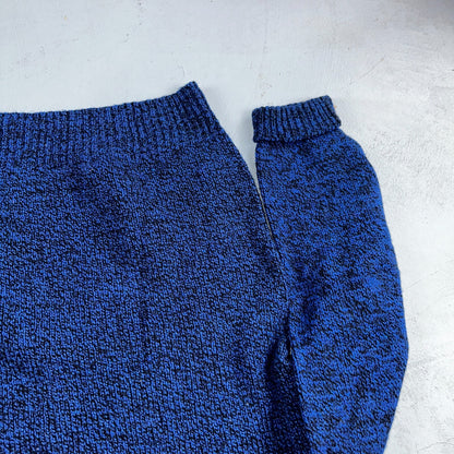 Environmental Clothing Co. VTG 90s Blue Wool Knit Holiday Cottage Sweater L USA