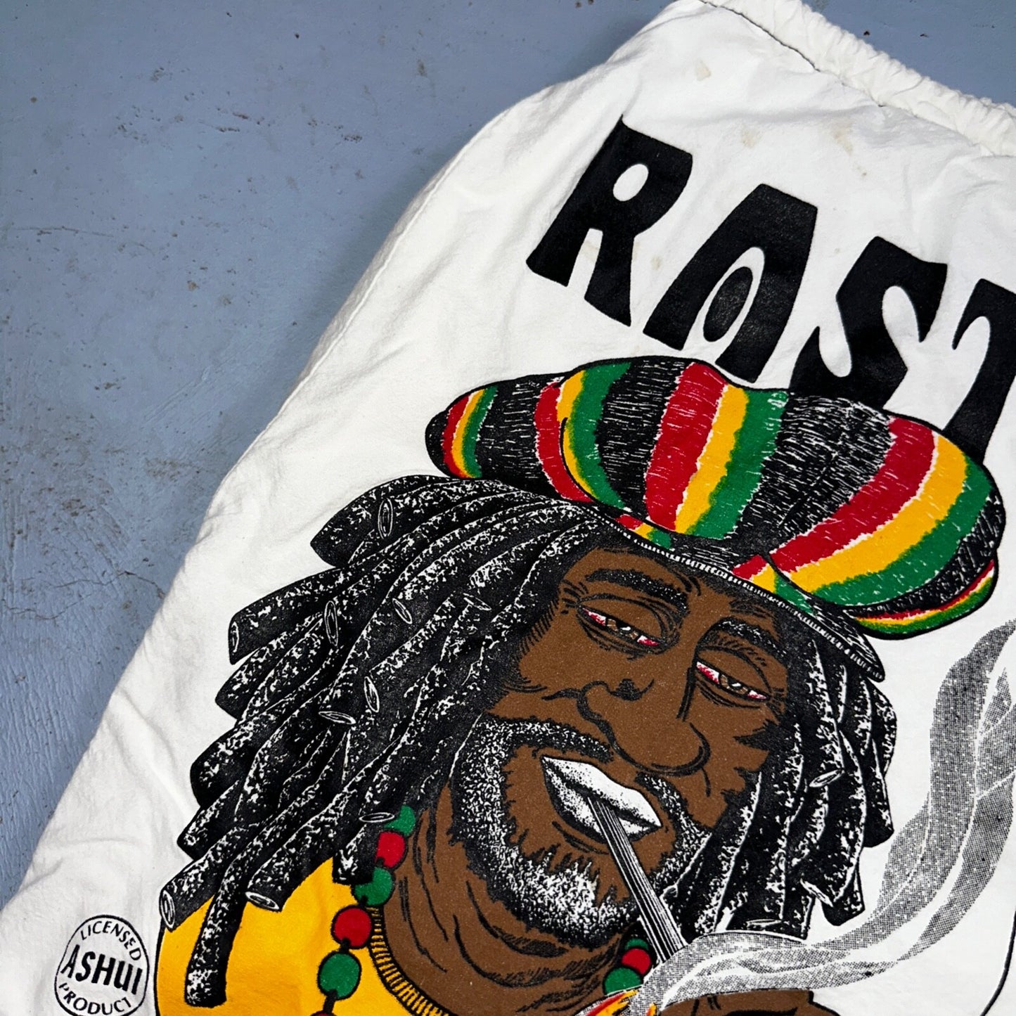 Rasta Bong Pipe Works Long Shorts White 100% Cotton One Size La Trenzz VTG 90s