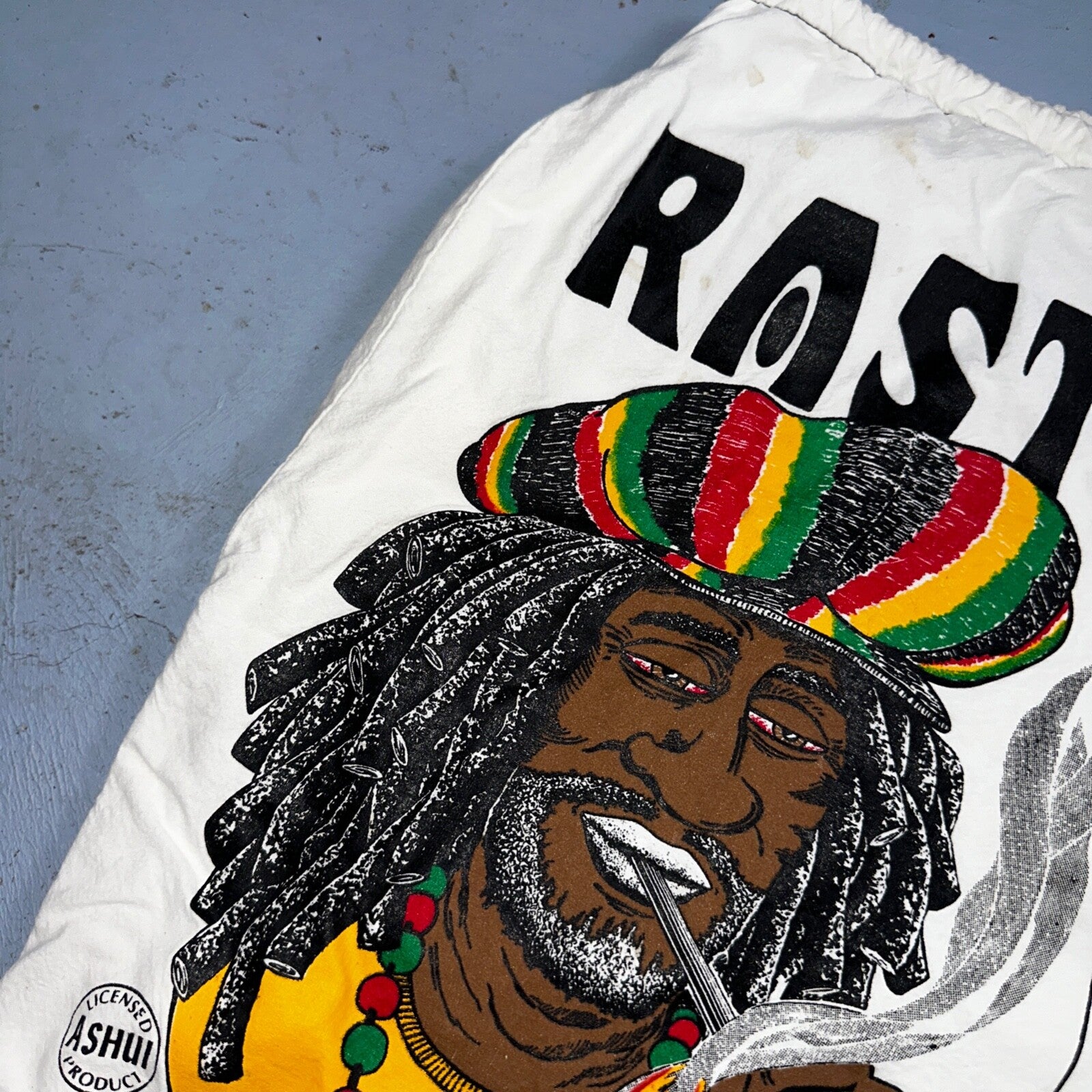 Rasta Bong Pipe Works Long Shorts White 100% Cotton One Size La Trenzz VTG 90s