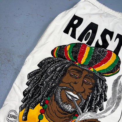 Rasta Bong Pipe Works Long Shorts White 100% Cotton One Size La Trenzz VTG 90s