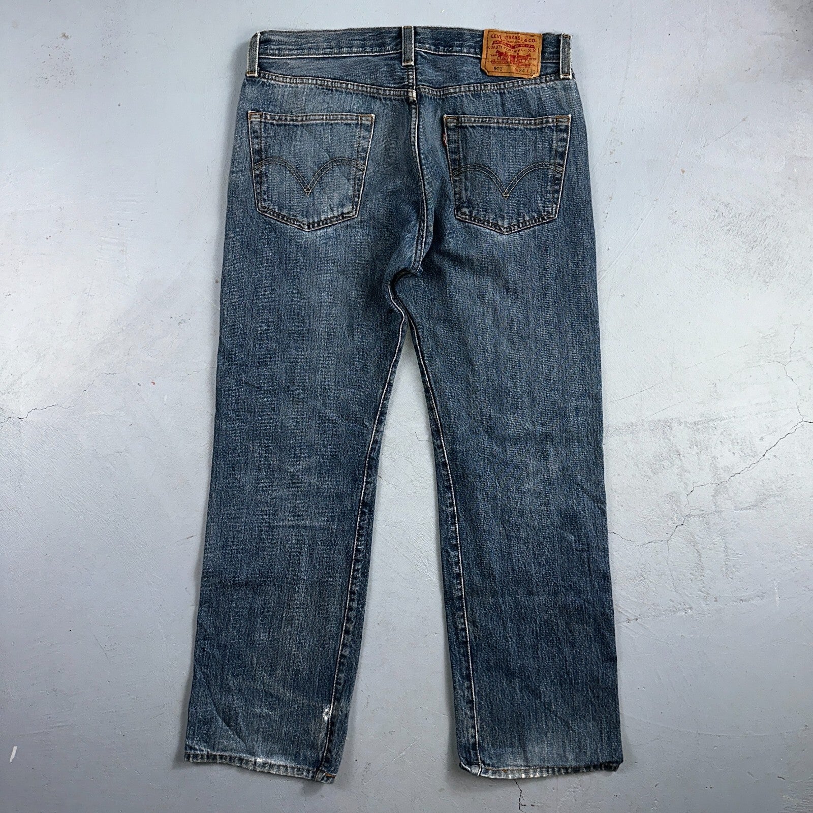 Levis 501 Vintage Y2K XX Straight Leg Jeans Blue Med Wash 34x30 Act 34x29