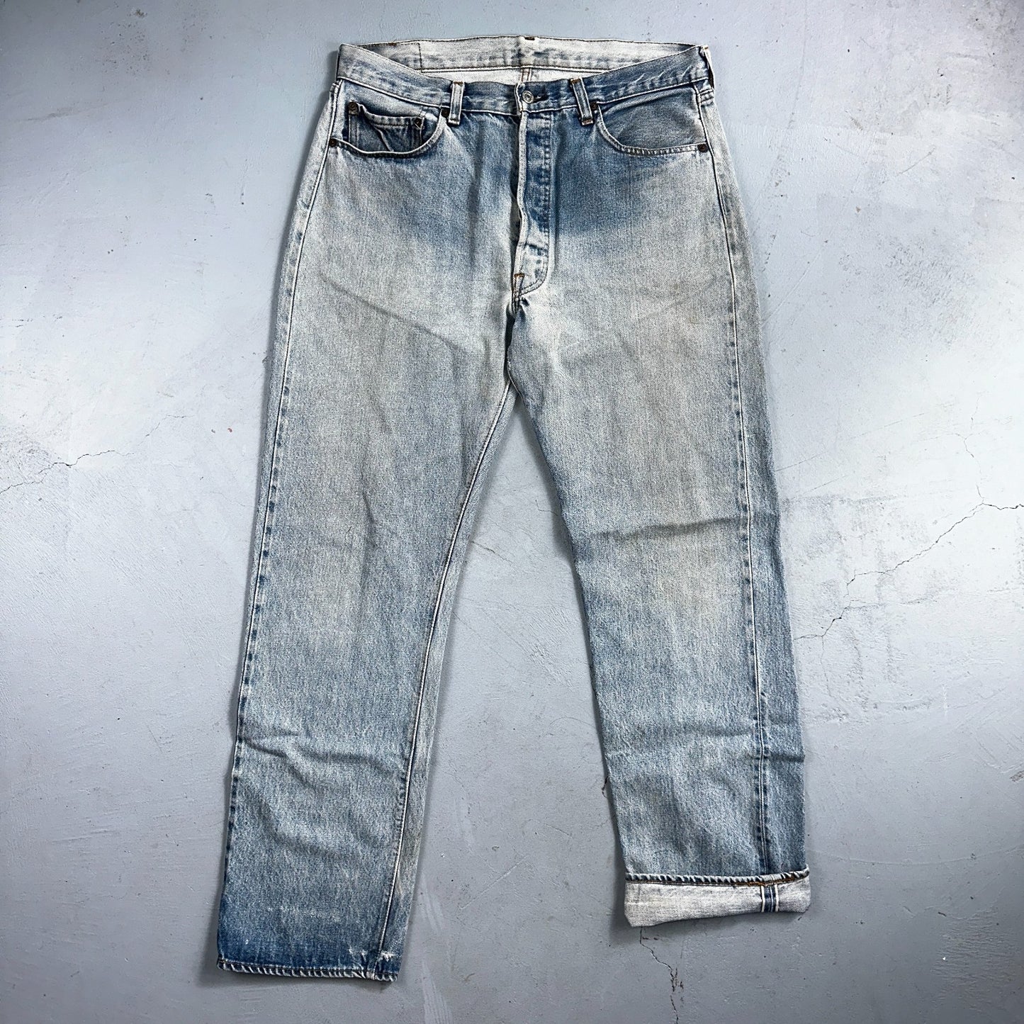 Levis 501 Vintage 80s Redline Selvedge USA XX Jeans Light Wash 36x36 Act 33x31