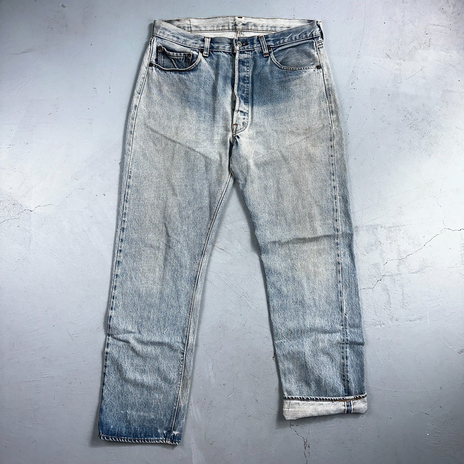 Levis 501 Vintage 80s Redline Selvedge USA XX Jeans Light Wash 36x36 Act 33x31