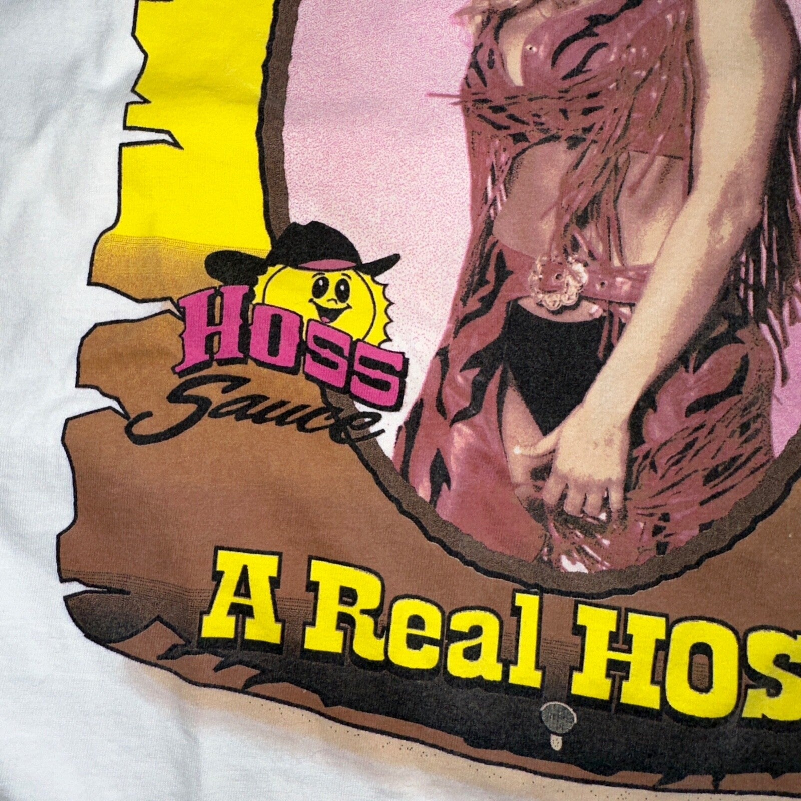 Wanted Real Hoss Sauce VTG T Shirt Hot Girl Cute Blonde Model Y2K 2000 Grunge