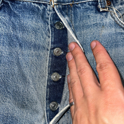Levis 501 Vintage 80s Redline Selvedge USA XX Jeans Light Wash Worn Act 35x30