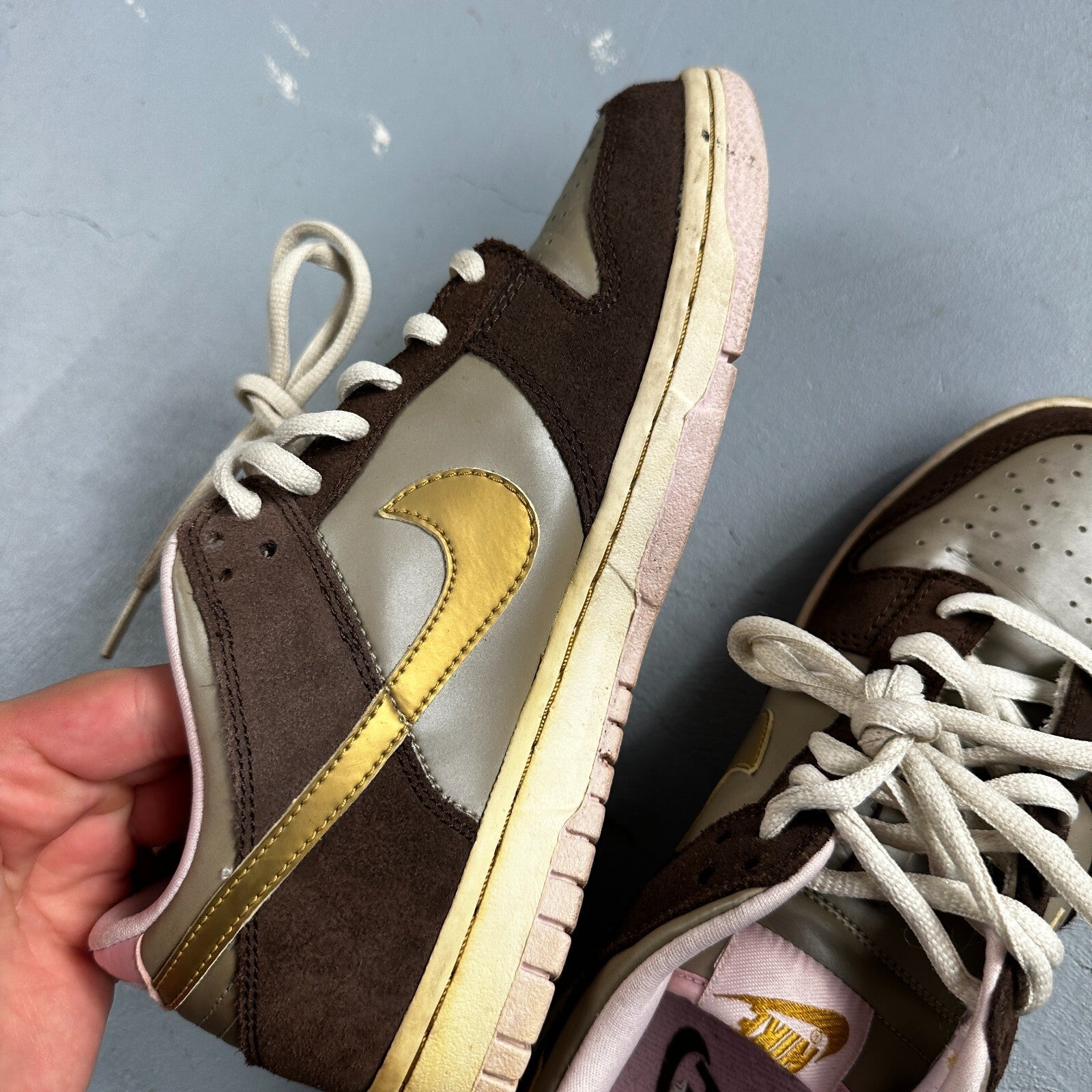 Nike Dunk Low 2007 GS Chino Metallic Gold Rare 309601-271 Brown Purple  5Y W 6.5