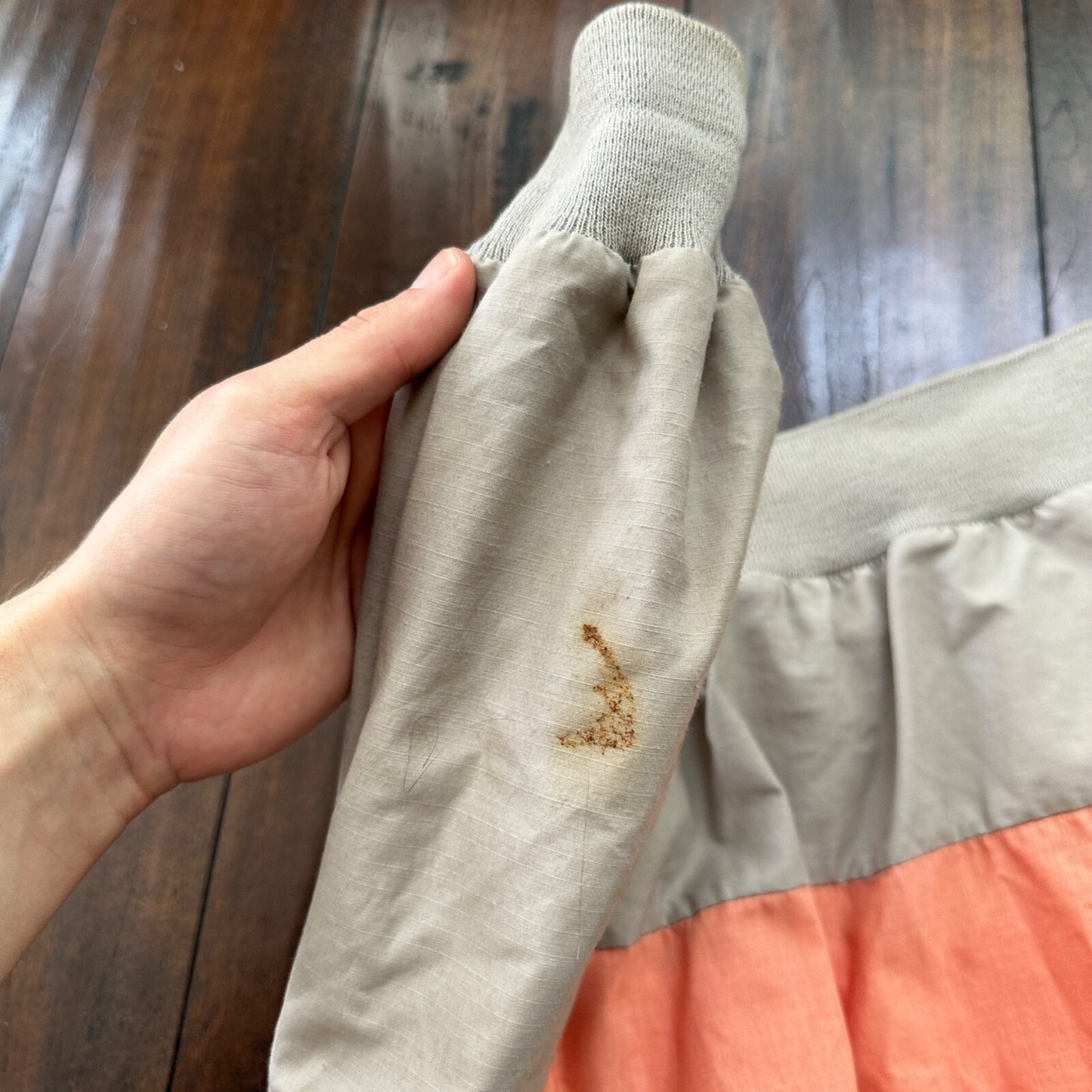 VTG 80s Duffel Pink Blue Strip Collared Pullover Windbreaker Womens L Colorblock