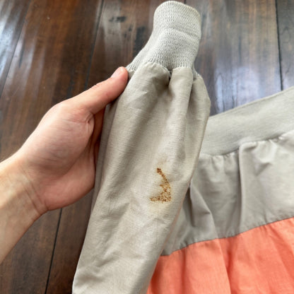 VTG 80s Duffel Pink Blue Strip Collared Pullover Windbreaker Womens L Colorblock