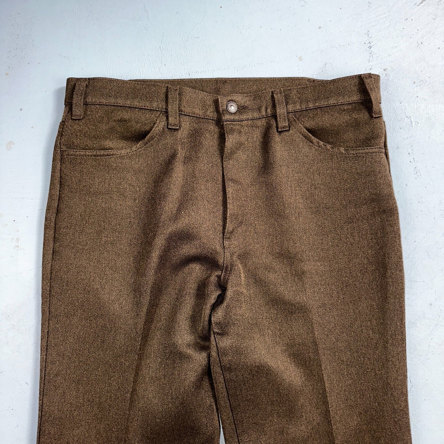 Levis 70s USA 517 36x30 Bootcut Pants Brown Polyester Slacks Vintage 35x30