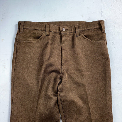 Levis 70s USA 517 36x30 Bootcut Pants Brown Polyester Slacks Vintage 35x30