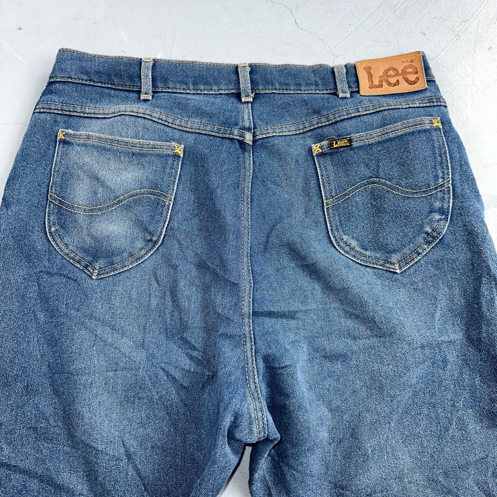 Lee VTG 80 Riders Denim Boot Cut Flare Jeans USA 34x31 Med Wash Cowboy 1980s