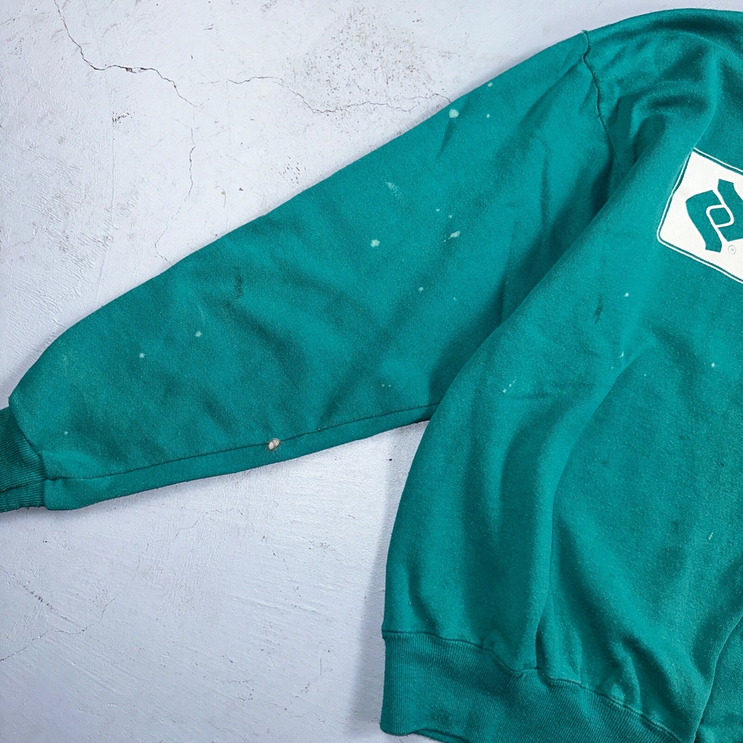 Farm Core Animals VTG 80s Crewneck Sweatshirt Green Land O Lakes Feed Stained