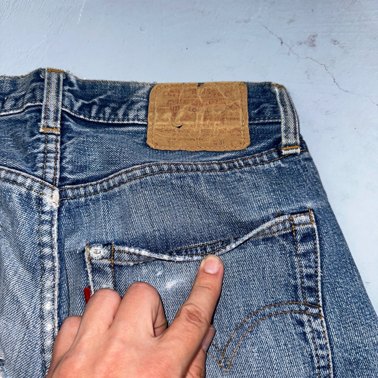 Levis 501 VTG 70s SS Redline Selvedge Jeans XX Thrashed 30x34 Act 28x29