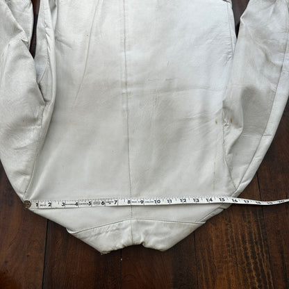 VTG White Leather Western Rancher Jacket 1960s Rockabilly Unisex 60s 50s Button