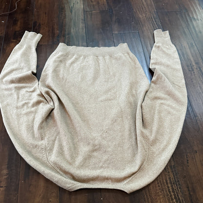 Norm Thompson 100% Cashmere 2-Ply Crew Neck Sweater Size 44 Scotland Beige