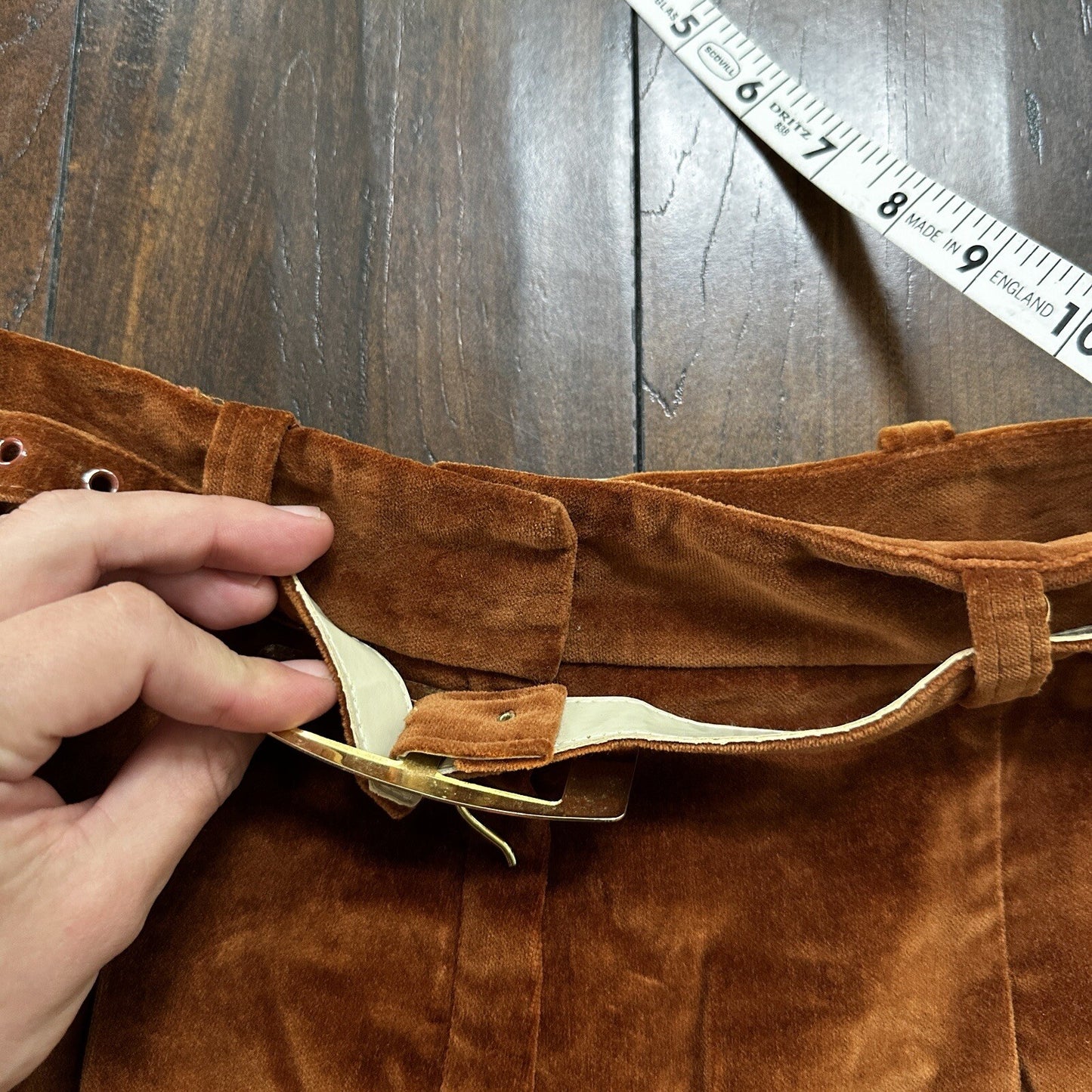 VTG Alpaq California 1970s Pants 26x31 Brown Velour High Waist Flair Rockabilly