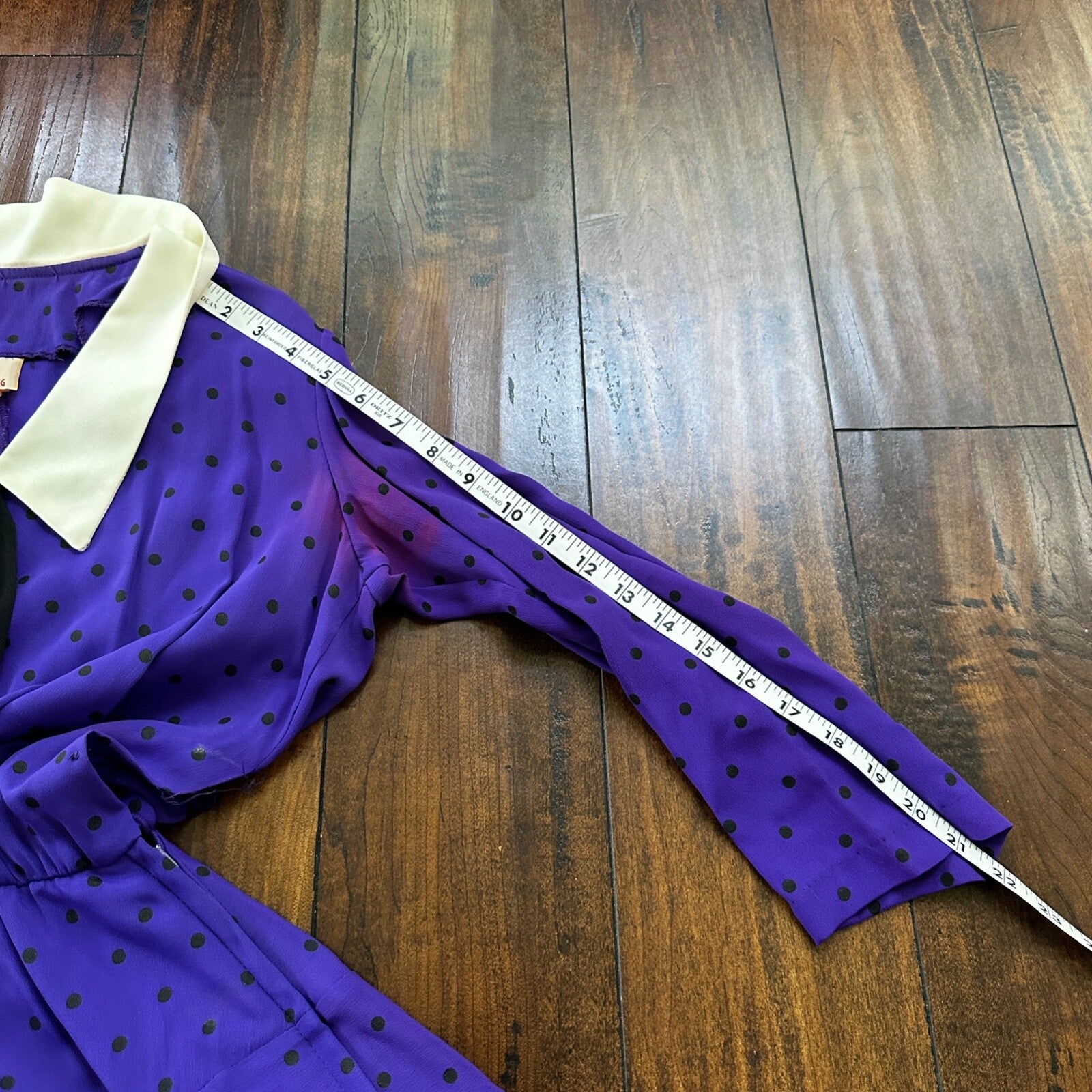 Vintage Katie MFG Purple Print Polka Dot 80s Midi Dress Size Small