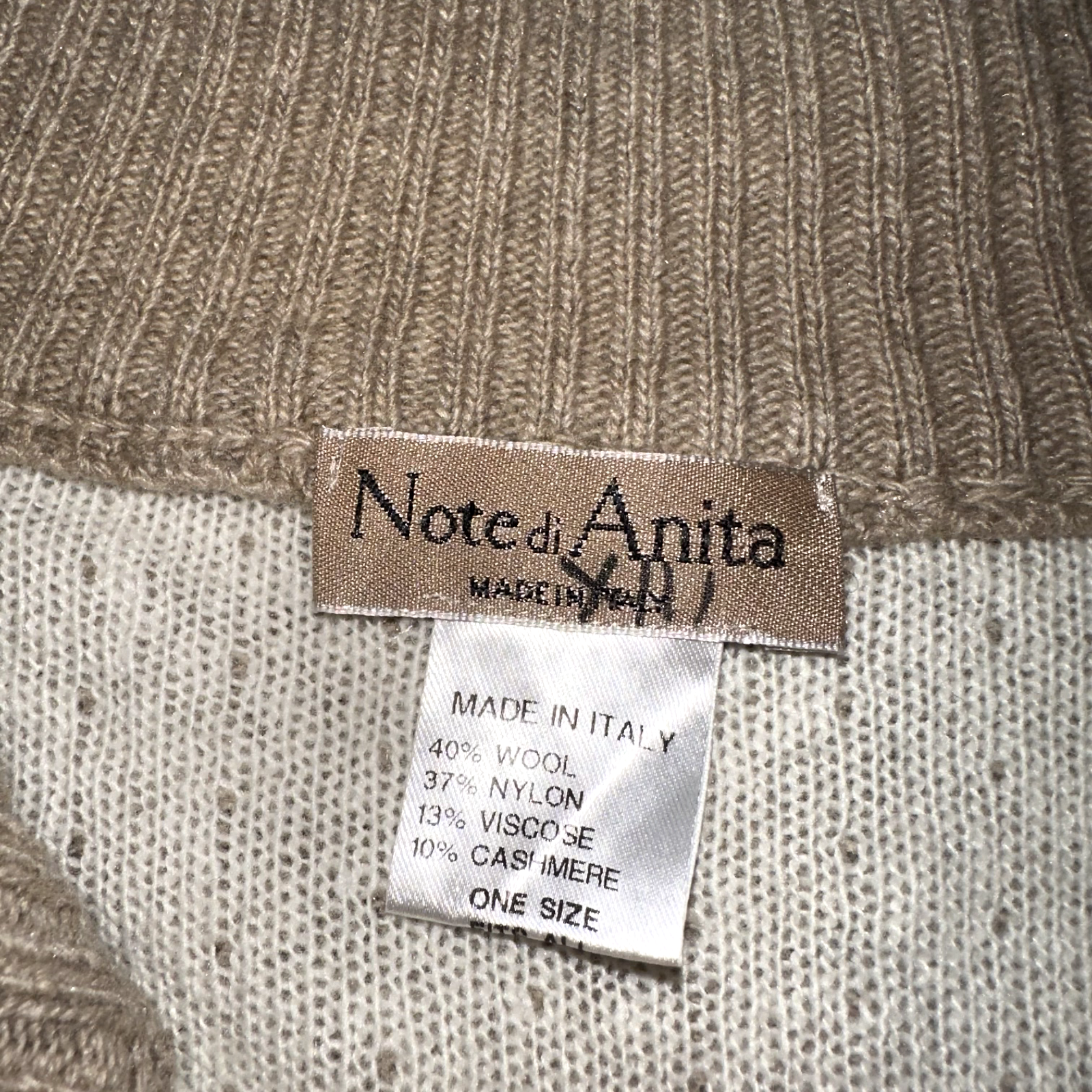 Note di Anita Cardigan Sweater Vest Wool Cashmere Blend Snap-Front One Size