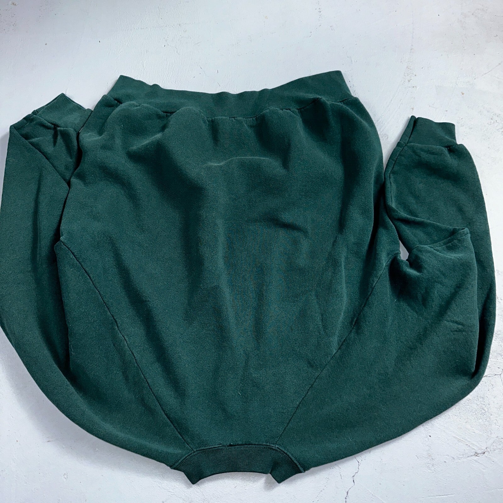 1980s VTG Green Sport Blank Sweatshirt USA Crewneck Basic 80s Jumper