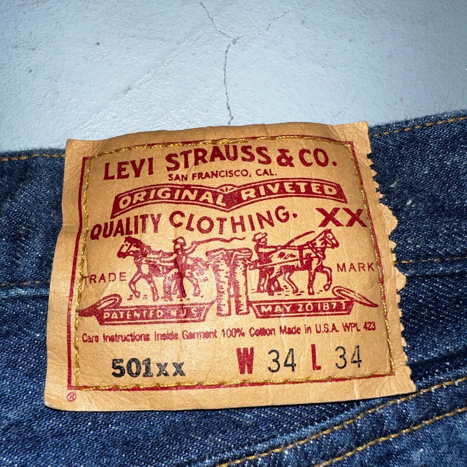 Levis 501 Vintage 90s USA XX Straight Leg Jeans Blue Dark Wash 34x34 Act 31x31