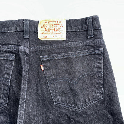 Levis 505 Vintage 90s USA Red Tab Jeans 36x30 Black Wash 1992 501 Act 36x29