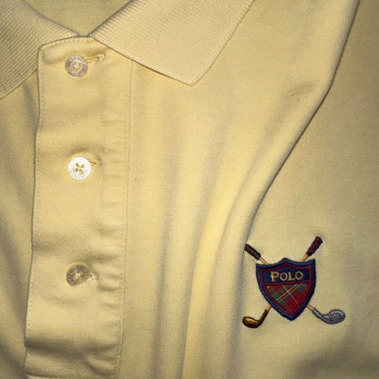 Polo Ralph Lauren Yellow Large Cotton Vintage Made USA Golf Polo Shirt