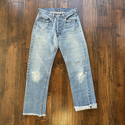 Levis Vintage 80s Redline Selvedge USA 501 Light Wash Jeans 70s 30x32 Act 28x29