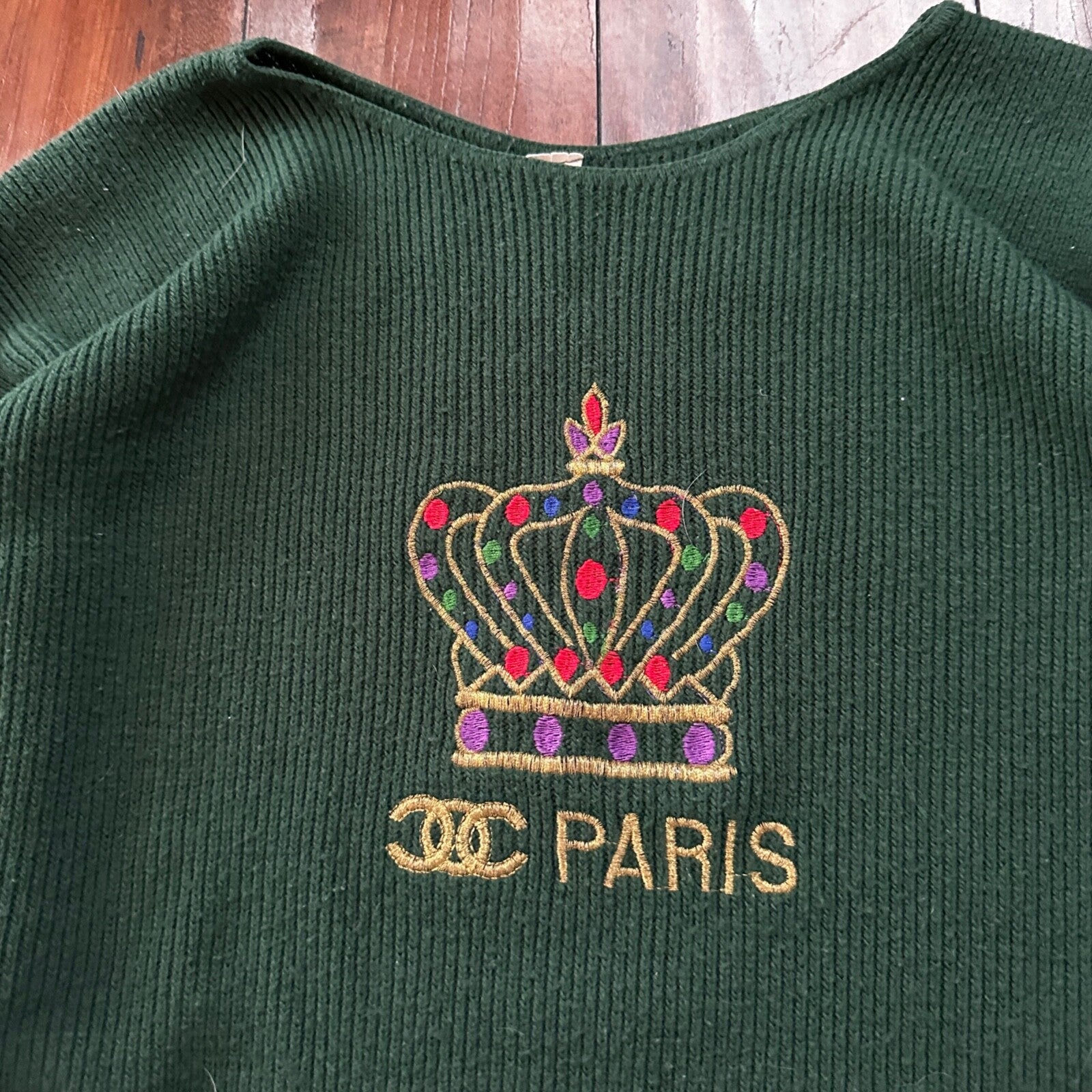 VTG 1960s Paris Women’s Green Sweater Rockabilly Sportswear Designer 60s 70s