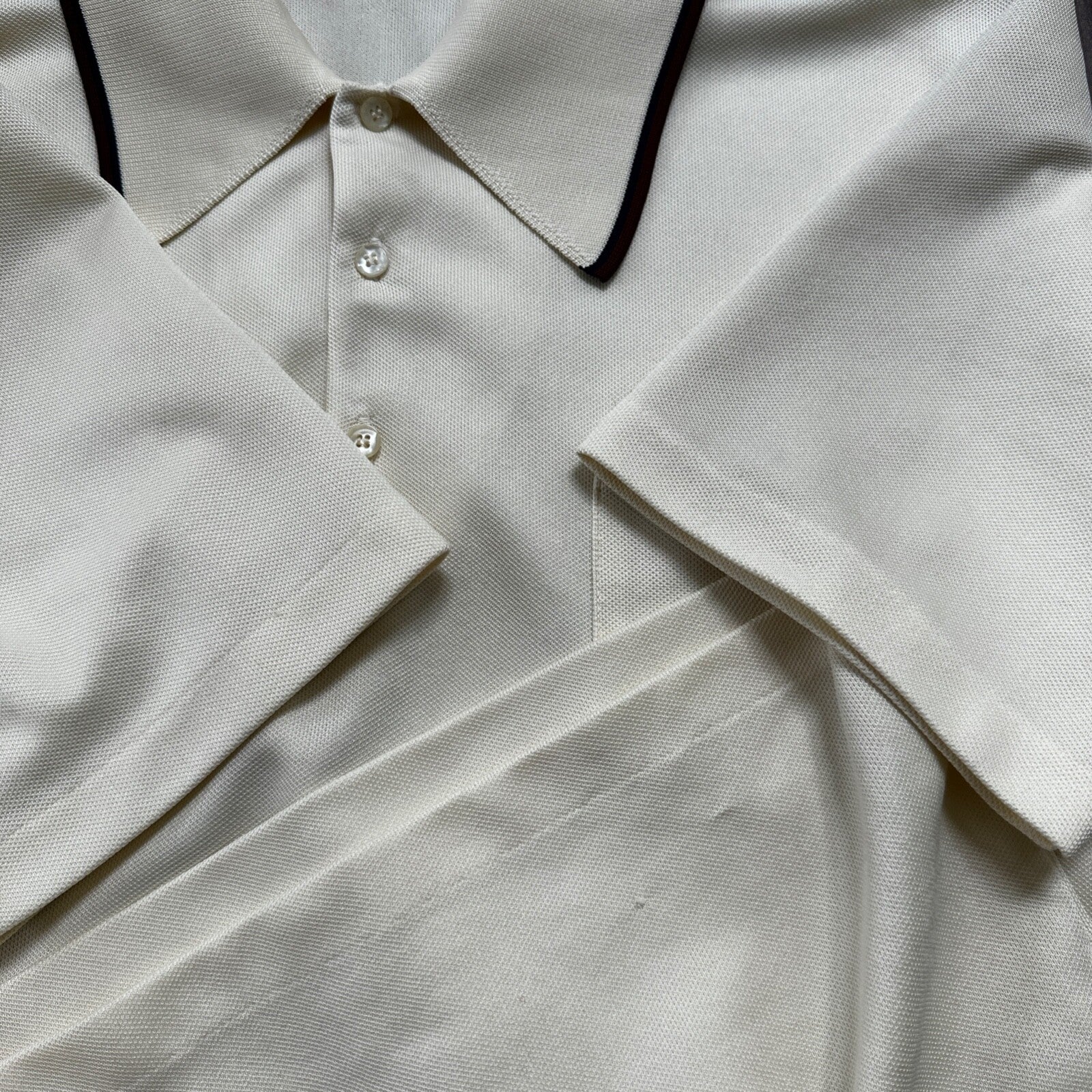 Vintage Jantzen Classic Look White Polo Shirt Single Stitch Size L 1970s 70s