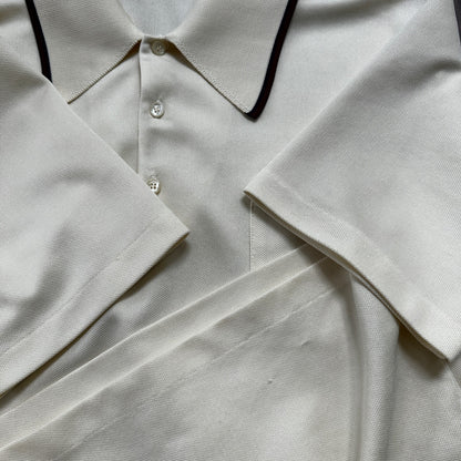 Vintage Jantzen Classic Look White Polo Shirt Single Stitch Size L 1970s 70s